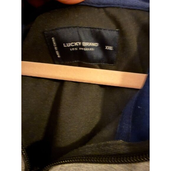 LUCKY BRAND MENS COLORBLOCK HOODIE GRAY BLUE SWEATSHIRT SZ XXL - Picture 4 of 5